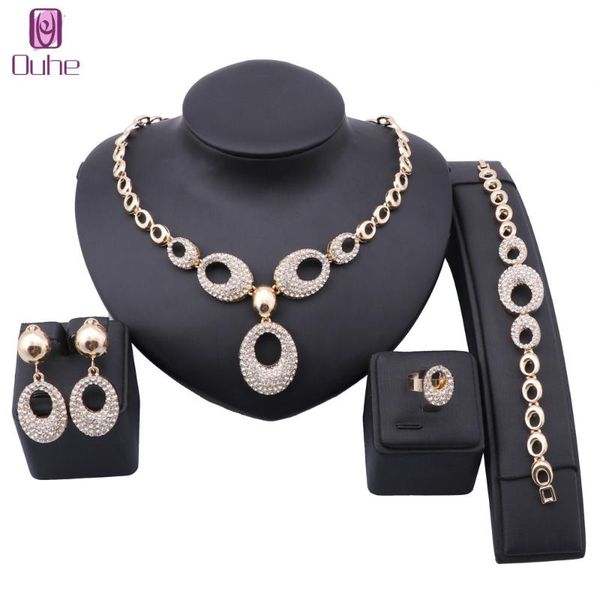 earrings & necklace exquisite dubai gold color crystal jewelry set woman wedding accessories earring bracelet ring, Silver 
earrings & necklace exquisite dubai gold color crystal jewelry set woman wedding accessories earring bracelet ring, Silver