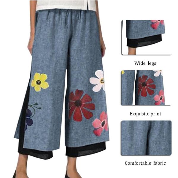 women's pants & capris plus size womens casual floral printed double layer summer autumn wide leg vintage clothes female soft pantalon, Black;white
women's pants & capris plus size womens casual floral printed double layer summer autumn wide leg vintage clothes female soft pantalon, Black;white