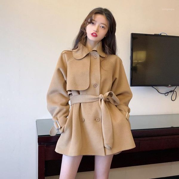women's wool & blends autumn and winter lady solid color windbreaker coat fashion temperament british loose belt waist middle long woma, Black
women's wool & blends autumn and winter lady solid color windbreaker coat fashion temperament british loose belt waist middle long woma, Black