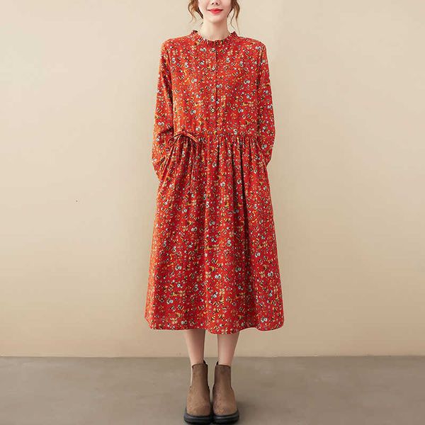 2021 autumn cotton hemp printing fungus collar long sleeve dr's lace up waist skirt, Black;gray
2021 autumn cotton hemp printing fungus collar long sleeve dr's lace up waist skirt, Black;gray