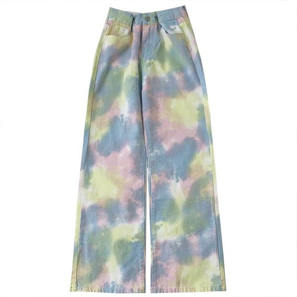 women's jeans rainbow tie dye summer high waist loose simple wild straight denim pants, Blue
women's jeans rainbow tie dye summer high waist loose simple wild straight denim pants, Blue