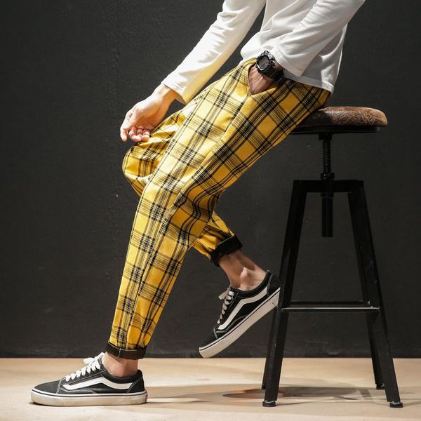 men's pants japanese streerwear men plaid trendy vintage autumn fashion slim man casual trousers korean male harem 2021, Black
men's pants japanese streerwear men plaid trendy vintage autumn fashion slim man casual trousers korean male harem 2021, Black