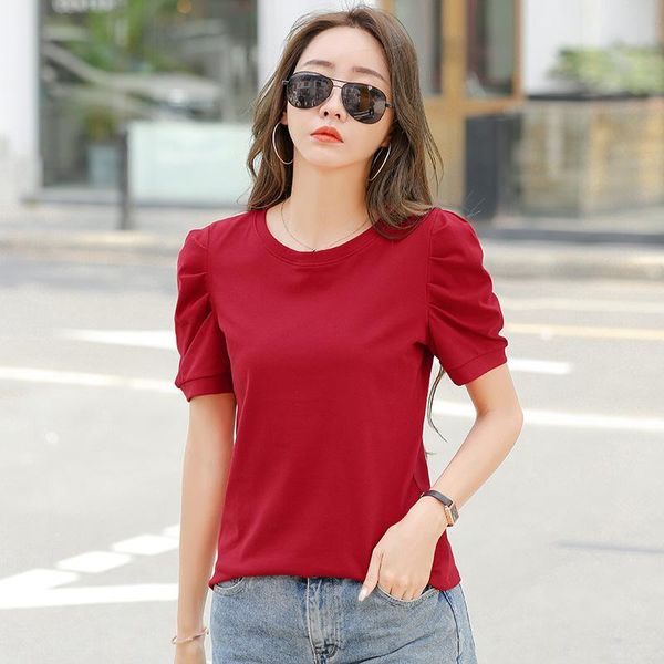 women's t-shirt solid color cotton t shirt women 2021 harajuku white femme o-neck korean summer puff sleeve top
women's t-shirt solid color cotton t shirt women 2021 harajuku white femme o-neck korean summer puff sleeve top