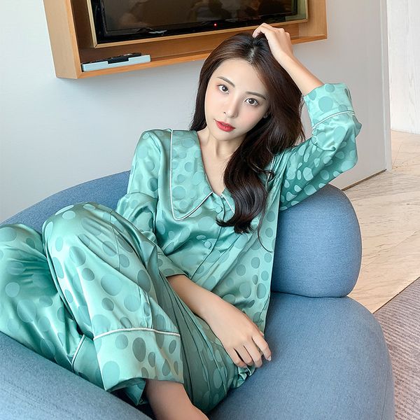 spring polka dot jacquard silk satin pajama set long sleeve pants sleepwear bride bridesmaid wedding nightwear homewear, Black;red
spring polka dot jacquard silk satin pajama set long sleeve pants sleepwear bride bridesmaid wedding nightwear homewear, Black;red