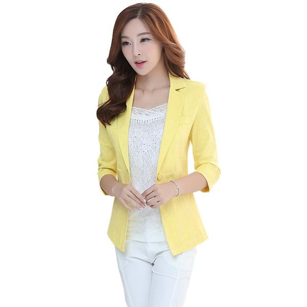women's suits & blazers ladies and coats office work three quarter small suit yellow outwear linen thin blazer jackets plus size women, White;black 
women's suits & blazers ladies and coats office work three quarter small suit yellow outwear linen thin blazer jackets plus size women, White;black