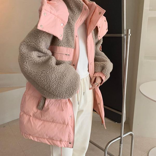 autumn and winter coat women lamb wool stitching down padded jacket loose warm hooded fashion two-color women's & parkas, Black
autumn and winter coat women lamb wool stitching down padded jacket loose warm hooded fashion two-color women's & parkas, Black