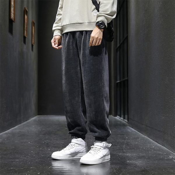 men's pants m-3xl plain color corduroy men with elastic waist casual cuffed drawstring streetwear, Black
men's pants m-3xl plain color corduroy men with elastic waist casual cuffed drawstring streetwear, Black