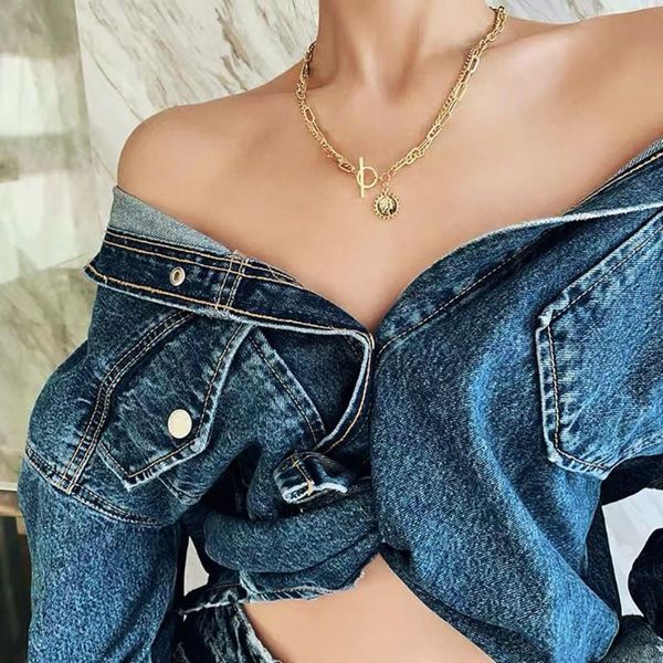 empress head portrait metal chain for women fashion double-layer gold color stainless steel long choker clavicle necklace pendant necklaces, Silver
empress head portrait metal chain for women fashion double-layer gold color stainless steel long choker clavicle necklace pendant necklaces, Silver