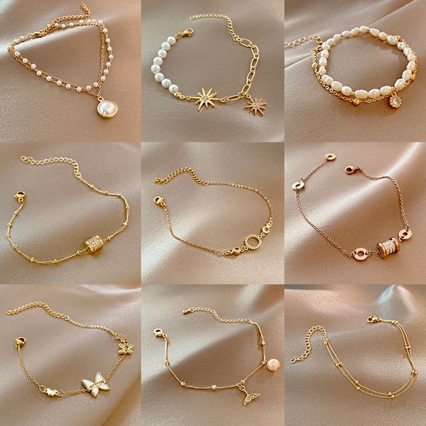 Stainless Steel Charm Bracelets Hear Splicing Pearl Bracelets For Woman Korean Fashion Jewelry Elegant Simple Accessories Girls Bracelet, Golden;silver
Stainless Steel Charm Bracelets Hear Splicing Pearl Bracelets For Woman Korean Fashion Jewelry Elegant Simple Accessories Girls Bracelet, Golden;silver