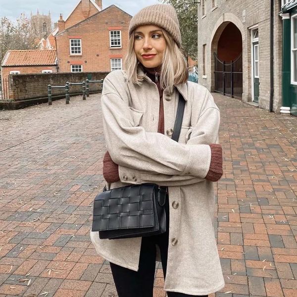 women's wool & blends foridol casual button oversized trench coat winter thick shirt jacket 2021 autumn pockets khaki windbraker, Black
women's wool & blends foridol casual button oversized trench coat winter thick shirt jacket 2021 autumn pockets khaki windbraker, Black
