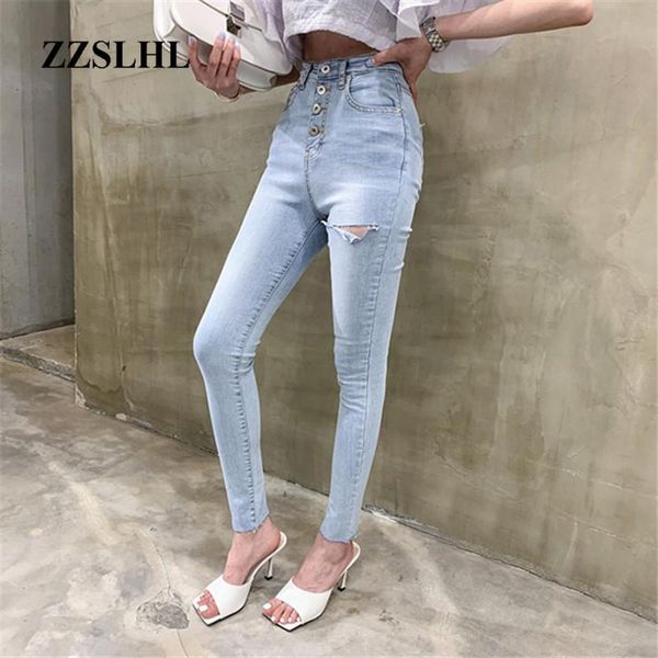 women's jeans 2021 korean version of the high-waist slimming personality ripped washed feet nine points, Blue
women's jeans 2021 korean version of the high-waist slimming personality ripped washed feet nine points, Blue