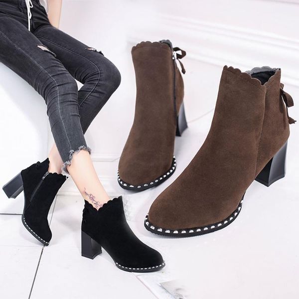 boots female thick with short scrub side zip high heels round toe bow outdoor pu leather winter shoes t#, Black
boots female thick with short scrub side zip high heels round toe bow outdoor pu leather winter shoes t#, Black