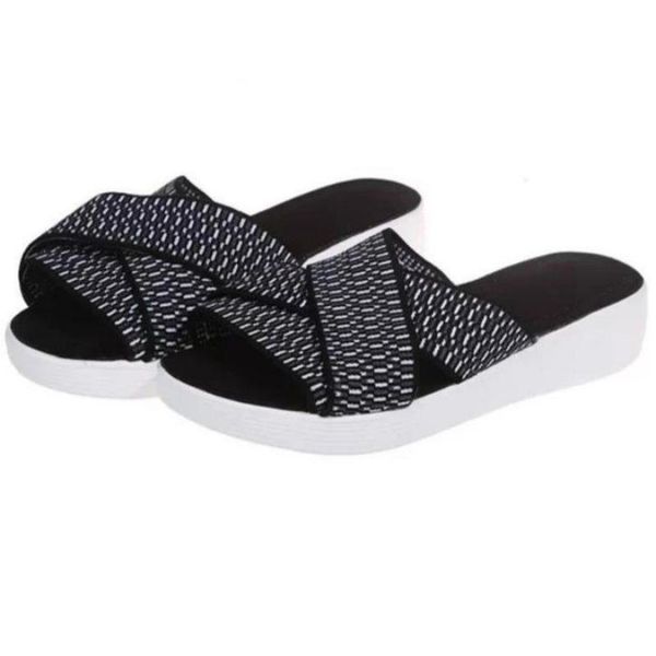 women slippers ladies wedge beach summer shoes female comfort sandals fashion casual slides 2021 stretch fabric zapatillas, Black
women slippers ladies wedge beach summer shoes female comfort sandals fashion casual slides 2021 stretch fabric zapatillas, Black