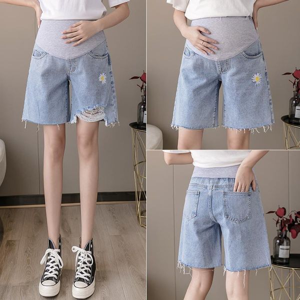8903# maternity jeans shorts summer half pants cropped denim elastic waist trousers bottoms, White
8903# maternity jeans shorts summer half pants cropped denim elastic waist trousers bottoms, White