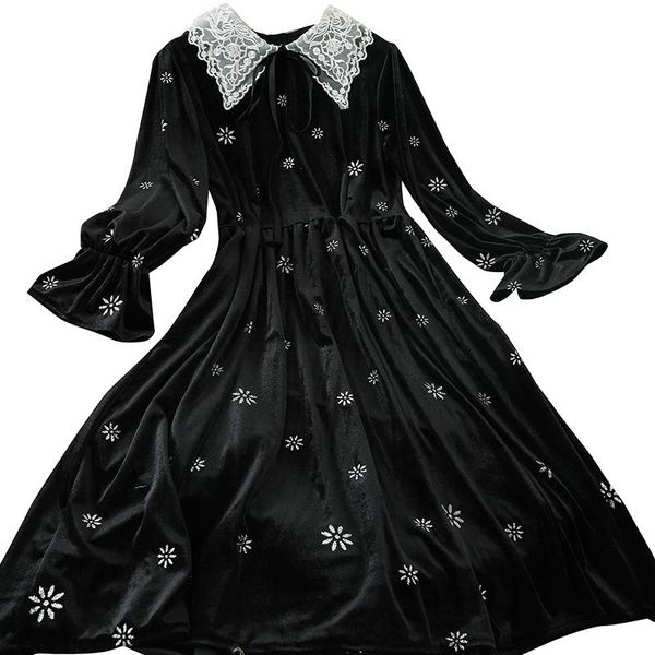 casual dresses velvet for women 2021 spring autumn vintage doll collar long sleeve black pleated velour party, Black;gray
casual dresses velvet for women 2021 spring autumn vintage doll collar long sleeve black pleated velour party, Black;gray
