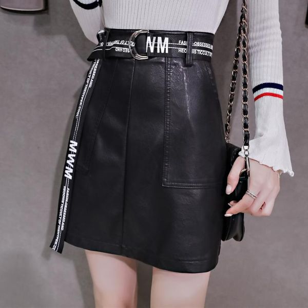 skirts women solid pu skirt above knee ,mini empire office lady sweet sashes pockets 2021 winter autumn a-line female, Black
skirts women solid pu skirt above knee ,mini empire office lady sweet sashes pockets 2021 winter autumn a-line female, Black