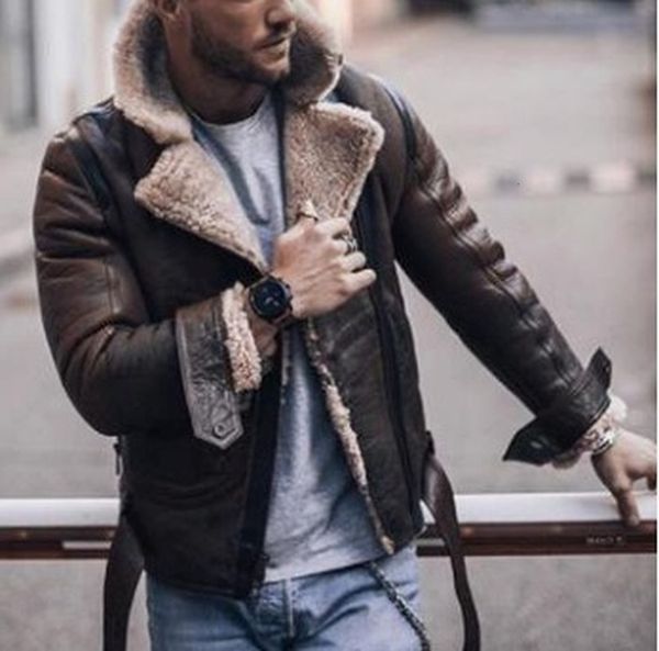 new leather coat men solid long sleeve biker jacket for faux winter s clothing, Black
