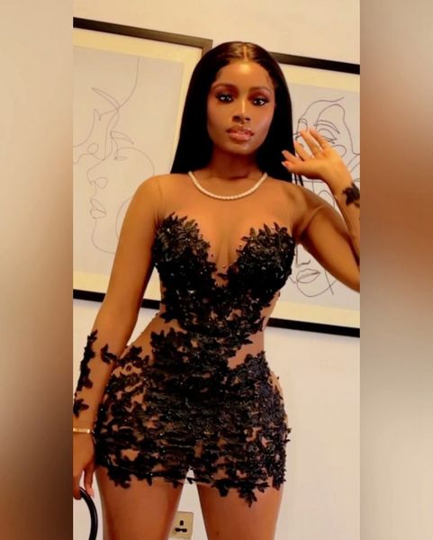 long sleeve homecoming dress applique beading prom party gowns o-neck jewel lace little black dresses, Blue;pink
long sleeve homecoming dress applique beading prom party gowns o-neck jewel lace little black dresses, Blue;pink