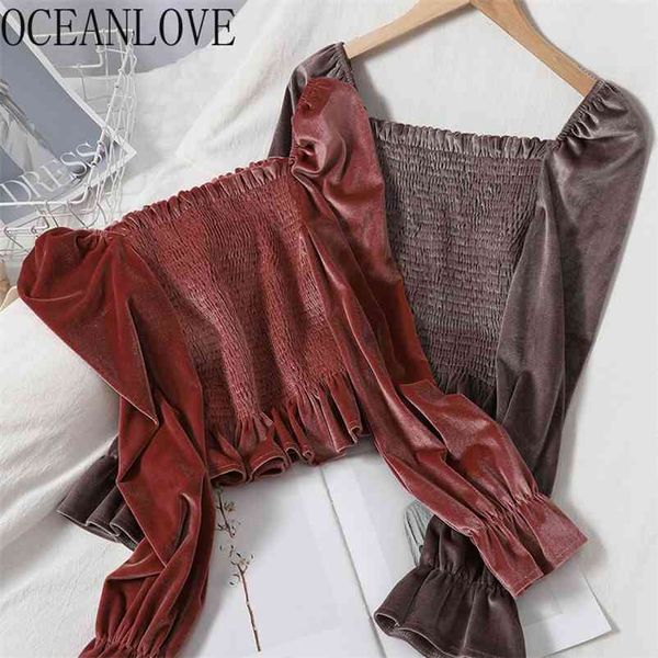 oceanlove korean women blouses and solid sqaure neck vintage short shirts elegant autumn velour blusas slim ruffles 18434 210401, White
oceanlove korean women blouses and solid sqaure neck vintage short shirts elegant autumn velour blusas slim ruffles 18434 210401, White