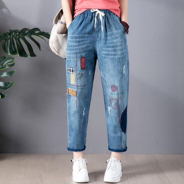 9268 spring summer fashion embroidery womens jean patchwork ankle length office lady scratching vintage casual harem denim pants, Blue
9268 spring summer fashion embroidery womens jean patchwork ankle length office lady scratching vintage casual harem denim pants, Blue