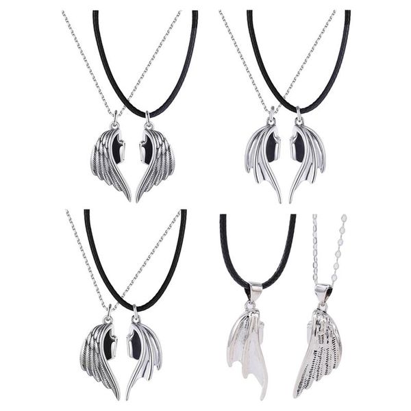 pendant necklaces magnet attracts lover leather clavicle chain lovers stick valentine's day devil and angel couple necklace, Silver
pendant necklaces magnet attracts lover leather clavicle chain lovers stick valentine's day devil and angel couple necklace, Silver