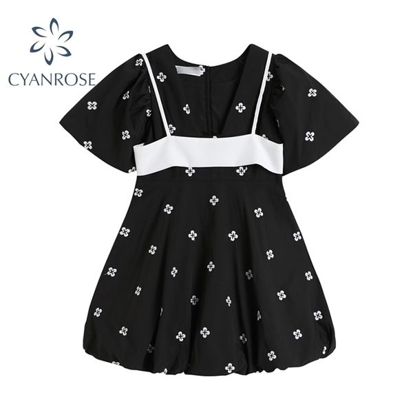 high waist vintage short sleeve women mini dress summer selling o neck printed puff white camisole lady dresses 210515, Black;gray
high waist vintage short sleeve women mini dress summer selling o neck printed puff white camisole lady dresses 210515, Black;gray