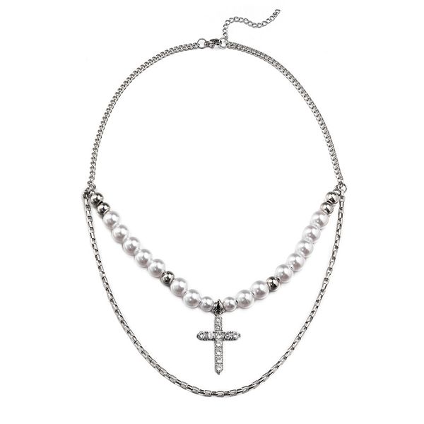 fashion cross pearl pendant necklace men trendy simple stainless steel chain necklaces jewelry gift, Silver
fashion cross pearl pendant necklace men trendy simple stainless steel chain necklaces jewelry gift, Silver