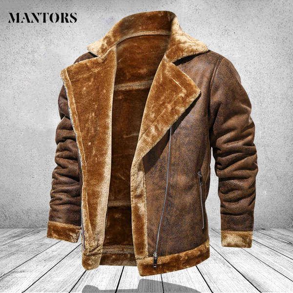 men clothing winter jacket fashion turn down collar male fur fleece thick coats mens leather outwear streetwear windbreaker 211110, Black;brown
men clothing winter jacket fashion turn down collar male fur fleece thick coats mens leather outwear streetwear windbreaker 211110, Black;brown