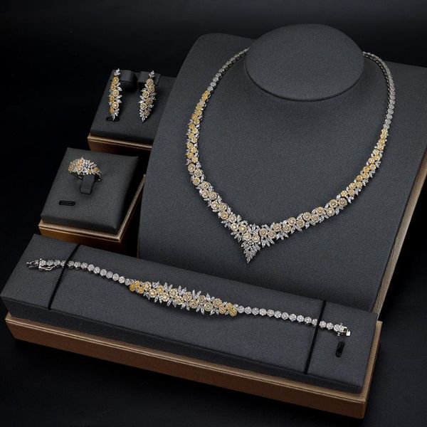 earrings & necklace tirim jewelry sets flower cubic zirconia bridal bracelet ring dubai set for women wedding, Silver
earrings & necklace tirim jewelry sets flower cubic zirconia bridal bracelet ring dubai set for women wedding, Silver