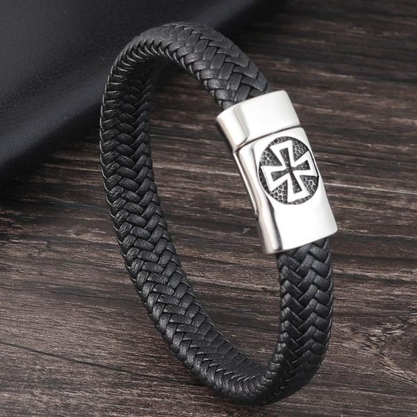 charm bracelets black cross design men's bracelet magnet buckle leather stainless steel high jewelry sculpture, Golden;silver
charm bracelets black cross design men's bracelet magnet buckle leather stainless steel high jewelry sculpture, Golden;silver