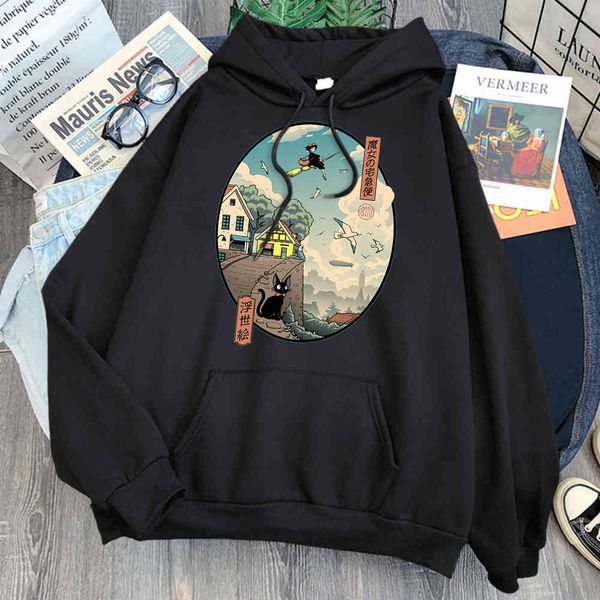 harajuku street clothing, loose, wool, retro style, animation, hip hop, Black