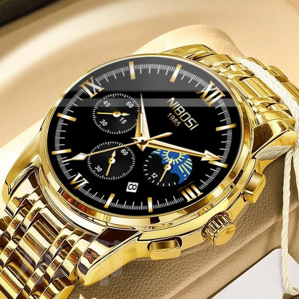 wristwatches nibosi mens watches fashion chronograph sport waterproof steel quartz clock moon phases relogio masculino 2515, Slivery;brown
wristwatches nibosi mens watches fashion chronograph sport waterproof steel quartz clock moon phases relogio masculino 2515, Slivery;brown