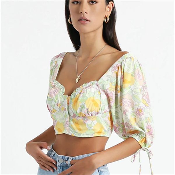 spring summer new french holiday floral print square collar shirt puff sleeve casual women 210421, White
spring summer new french holiday floral print square collar shirt puff sleeve casual women 210421, White