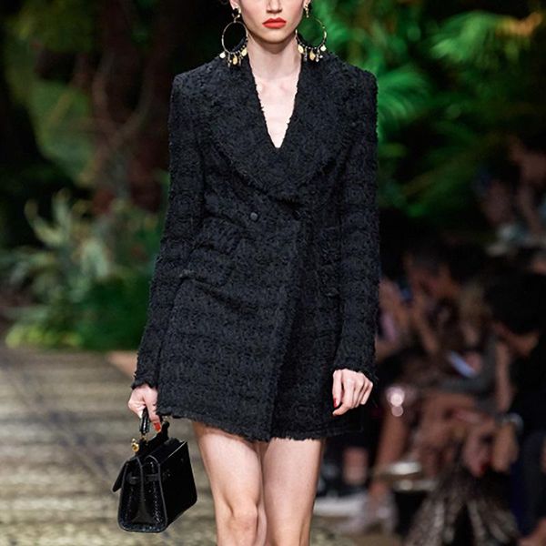 women's wool & blends overcoat women 2021 autumn fashion celebrity lapel waist double breasted tweed coat, Black
women's wool & blends overcoat women 2021 autumn fashion celebrity lapel waist double breasted tweed coat, Black
