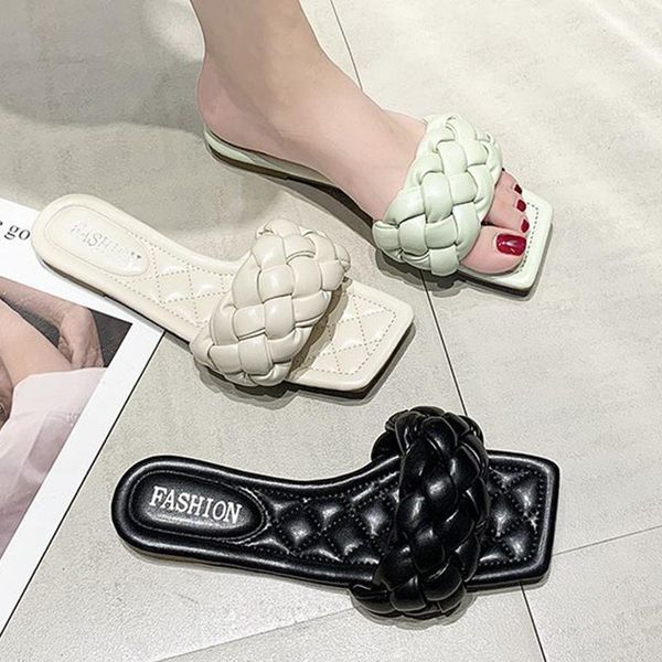 women weave slippers flat shoes open toes square head fashion designer leisure woman beach shoe office, Black
women weave slippers flat shoes open toes square head fashion designer leisure woman beach shoe office, Black