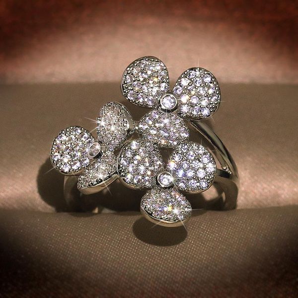 cluster rings s925 silver adjustable cute clover color ring with bling zircon stone fashion jewelry for women wedding engagement, Golden;silver
cluster rings s925 silver adjustable cute clover color ring with bling zircon stone fashion jewelry for women wedding engagement, Golden;silver