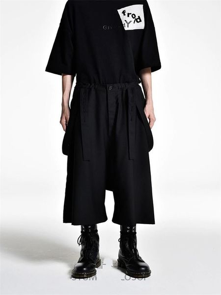 men's pants the summer plain color casual with large size straps design loose seven cent fake two straight, Black
men's pants the summer plain color casual with large size straps design loose seven cent fake two straight, Black