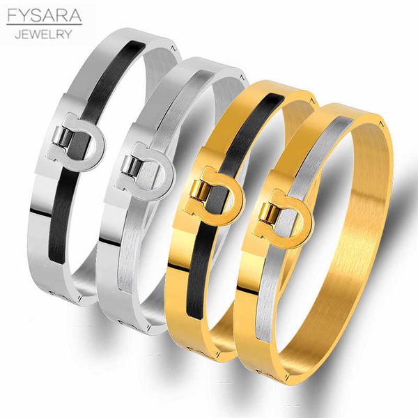 fysara 10mm width u bangles gold silver color clasp bracelets stainless steel famous brand jewelry punk street huaband gift q0717, Black
fysara 10mm width u bangles gold silver color clasp bracelets stainless steel famous brand jewelry punk street huaband gift q0717, Black