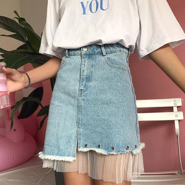 skirts summer mesh patchwork washed irregular femela denim women fringed high waisted jeans holes pencil, Black
skirts summer mesh patchwork washed irregular femela denim women fringed high waisted jeans holes pencil, Black