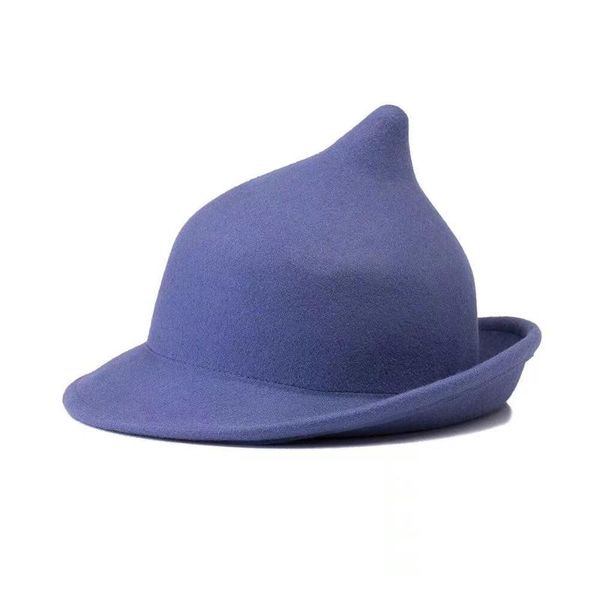 wide brim hats autumn winter style fashion personality college magic solid pure wool hat stage witch-shaped black curled felt fedro cap, Blue;gray
wide brim hats autumn winter style fashion personality college magic solid pure wool hat stage witch-shaped black curled felt fedro cap, Blue;gray