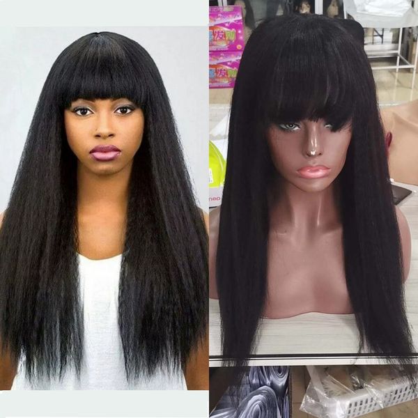 kinky straight human hair wigs with bangs malaysian remy hair machine made wig for women natural color, Black;brown
kinky straight human hair wigs with bangs malaysian remy hair machine made wig for women natural color, Black;brown