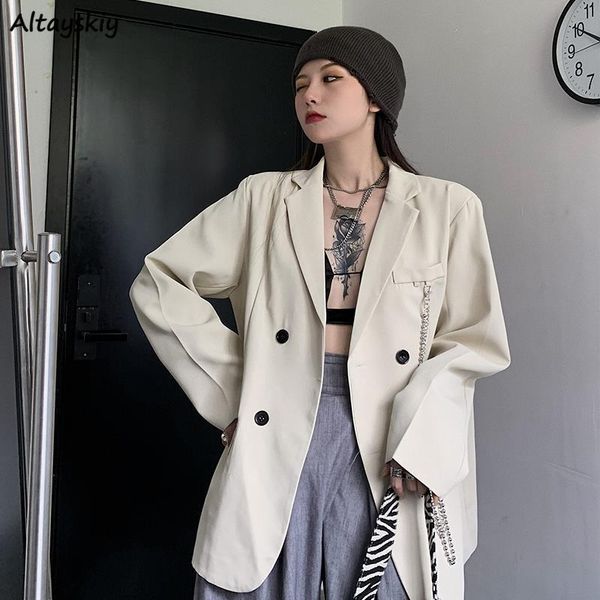 women's suits & blazers women chic harajuku double breasted long sleeve loose casual all-match chain autumn korean version stylish dail, White;black
women's suits & blazers women chic harajuku double breasted long sleeve loose casual all-match chain autumn korean version stylish dail, White;black