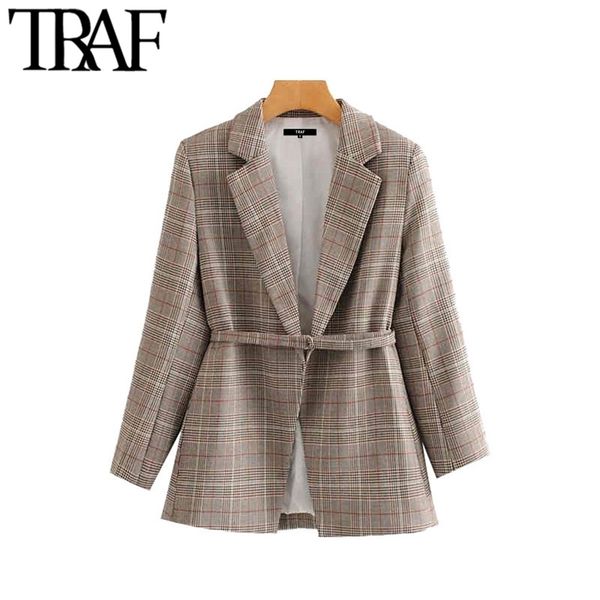 traf women vintage stylish office wear plaid blazer coat fashion long sleeve with belt female outerwear chic 210930, White;black
traf women vintage stylish office wear plaid blazer coat fashion long sleeve with belt female outerwear chic 210930, White;black