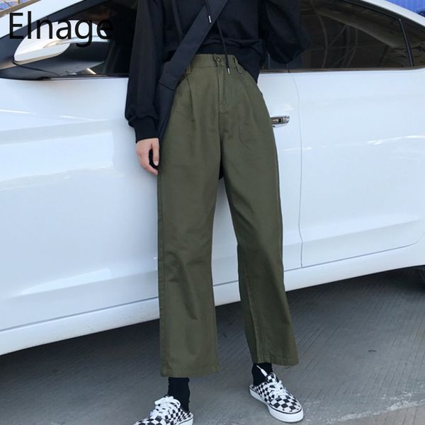 army green cargo pants women casual loose straight elastic high waist wide leg trousers ankle length pantalon femme 5b153 210429, Black;white
army green cargo pants women casual loose straight elastic high waist wide leg trousers ankle length pantalon femme 5b153 210429, Black;white