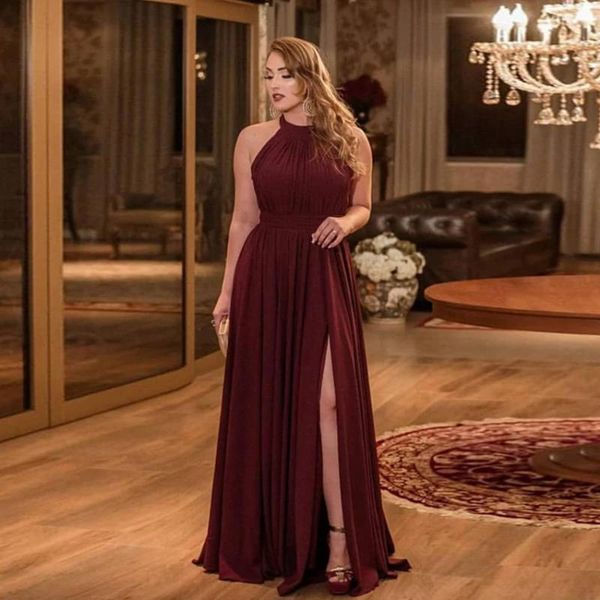 bridesmaid dress burgundy chiffon halter sleeveless ruched simple slit floor length party dresses gowns, White;pink
bridesmaid dress burgundy chiffon halter sleeveless ruched simple slit floor length party dresses gowns, White;pink