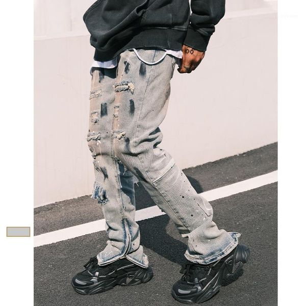 men's jeans high street ripped streetwear graffiti straight pants korean punk loose washed denim trousers male oversize clothes, Blue
men's jeans high street ripped streetwear graffiti straight pants korean punk loose washed denim trousers male oversize clothes, Blue