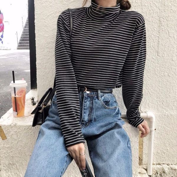 woman tshirts striped womens t-shirt turtleneck female fall winter slim upper clothes long sleeves crop mujer camisetas, White
woman tshirts striped womens t-shirt turtleneck female fall winter slim upper clothes long sleeves crop mujer camisetas, White
