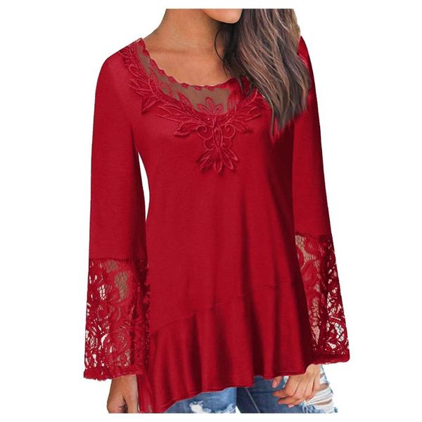women's blouses & shirts ladies long sleeve lace stitching irregular shirt blouse women oversize spring flare female pol, White
women's blouses & shirts ladies long sleeve lace stitching irregular shirt blouse women oversize spring flare female pol, White