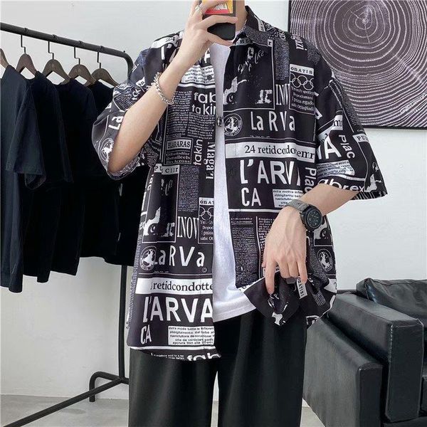men's casual shirts shirt fashion 2021 european american short-sleeved lapel printed black and white, White;black
men's casual shirts shirt fashion 2021 european american short-sleeved lapel printed black and white, White;black
