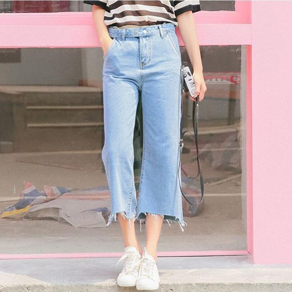 women's jeans high waist loose straight women fashion button calf length pants femme sky blue irregular tassel wide leg denim mujer
women's jeans high waist loose straight women fashion button calf length pants femme sky blue irregular tassel wide leg denim mujer